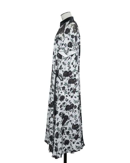 Sacai Black Floral-Print Midi Dress