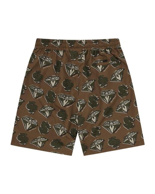 BBCICECREAM Green Elastic Waist Swimming Trunks for men