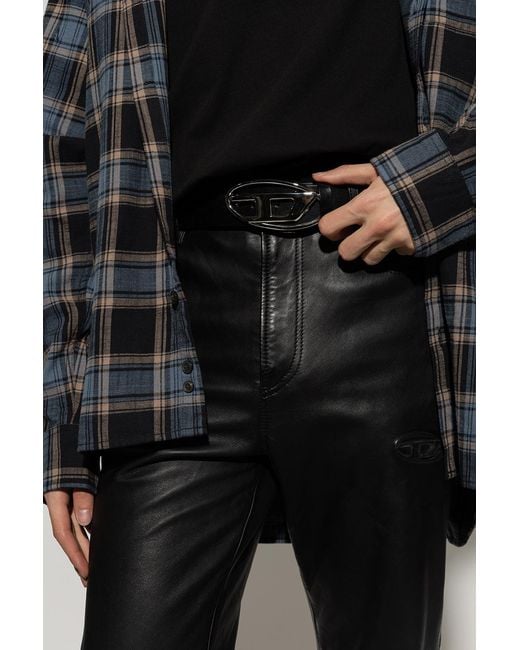 DIESEL White Logo Belt for men