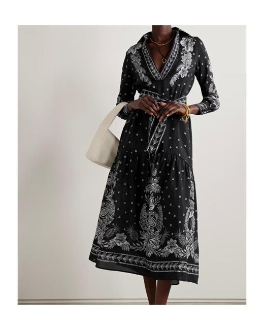 Farm Rio Black Belted Printed Maxi Dress