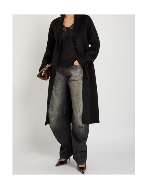 Acne Black Fitted Wool-Blend Coat