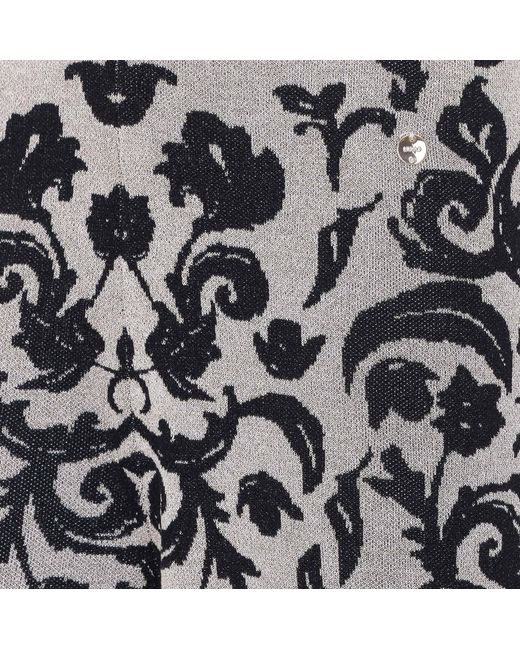 Liu Jo Gray Floral Printed Wide Leg Trousers