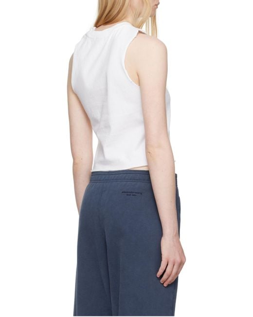 Alexander Wang White Logo-Print Tank Top