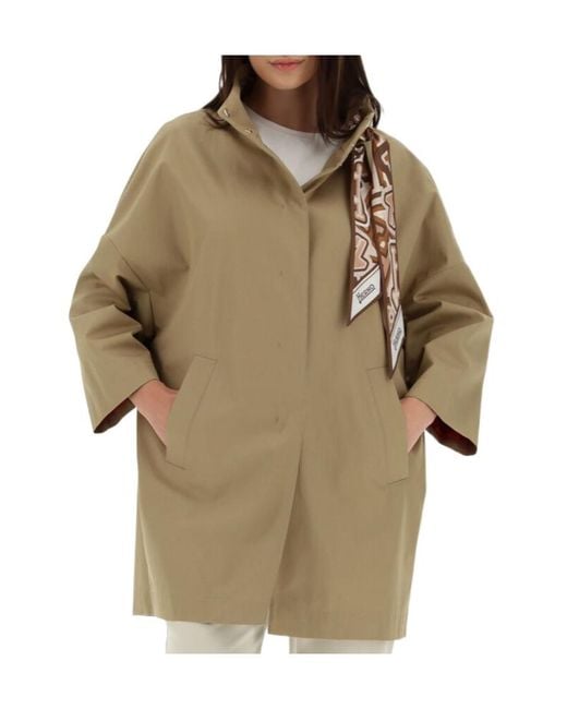 Herno Natural Scarf Detailed Trench Coat