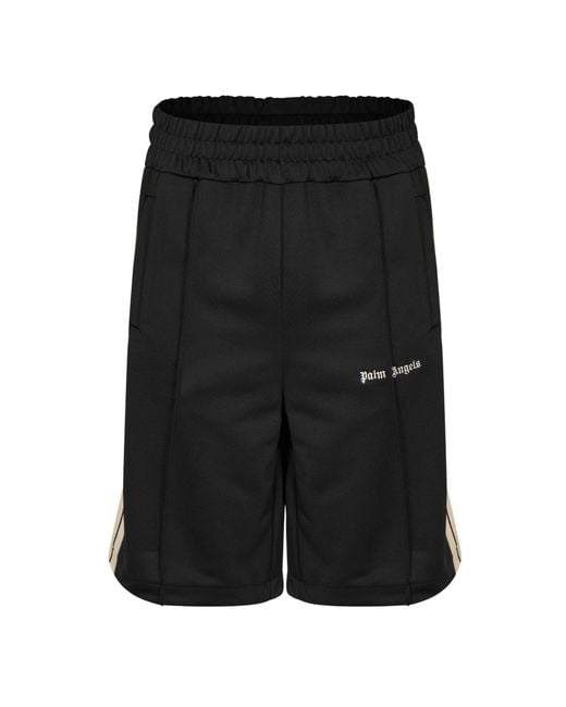 Palm Angels Black Woven Tracksuit Shorts for men