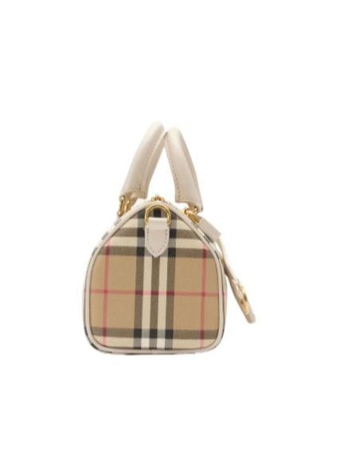 Burberry Natural Bowling Mini Check Shoulder Bag