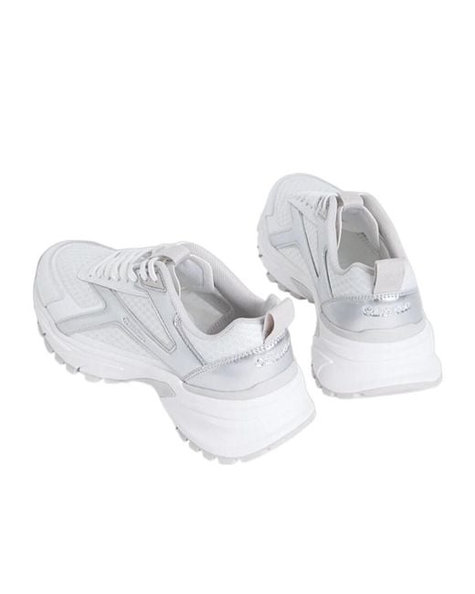 Calvin Klein White Panelled Metallic-Effect Sneakers