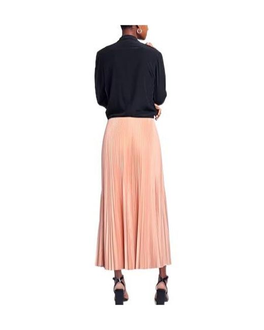 Max Mara Pink Solid Pleated Skirt