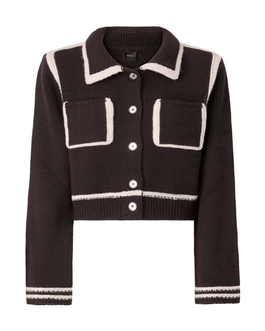Pinko Black Contrast-Trim Knit Jacket
