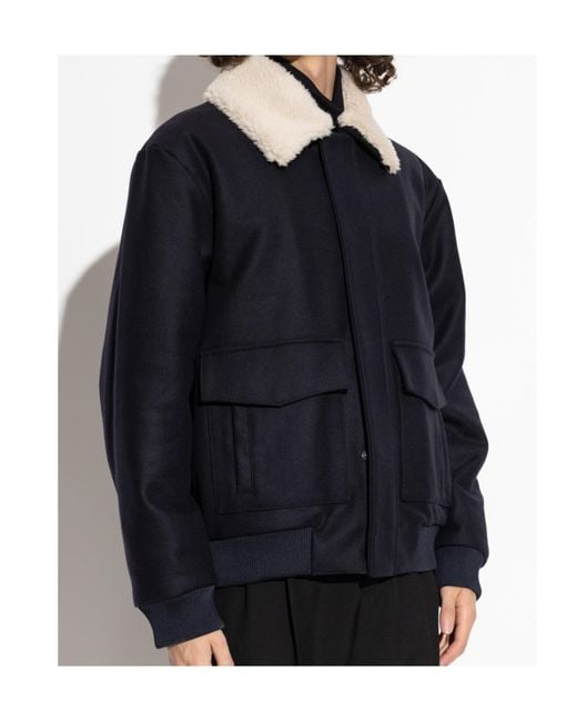 Balmain Blue Detachable Collar Bomber Jacket for men