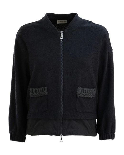 Moncler Black Boucle Zip-Up Cardigan