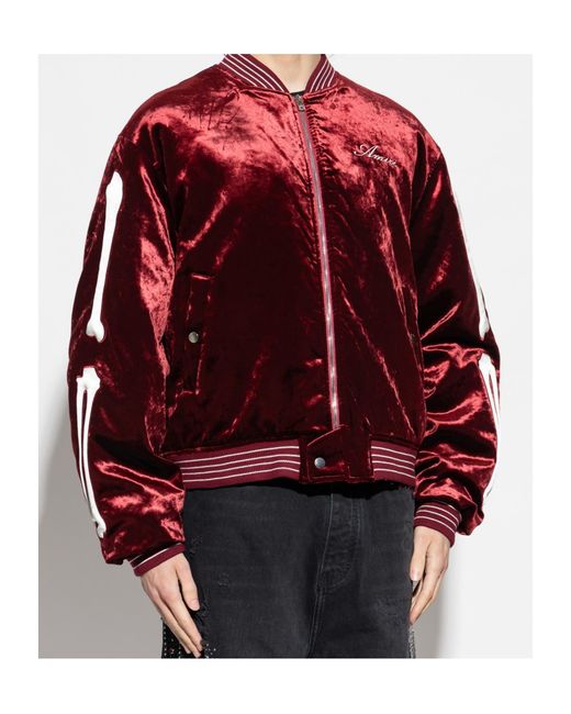 Amiri Red Zipped Bomber Jacket for men