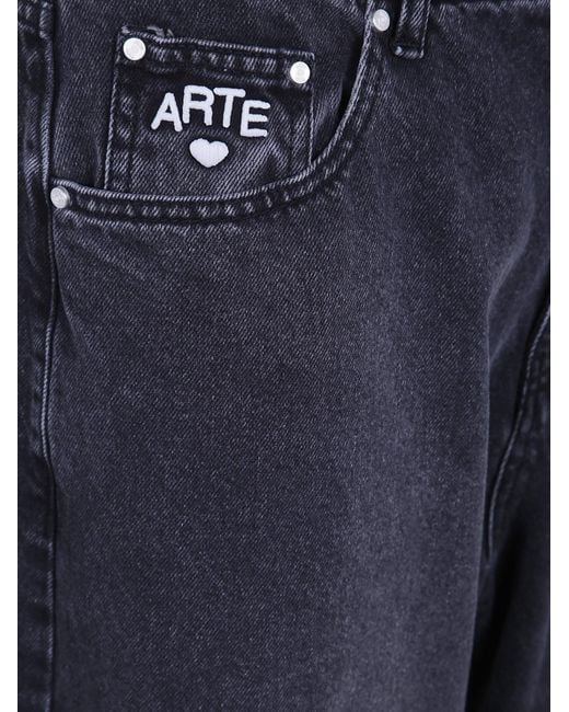 Arte' Blue Faded-Effect Logo-Patch Jeans for men