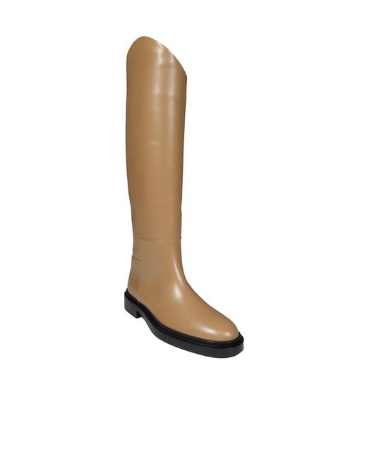 Jil Sander White Almond-Toe Knee-Length Boots