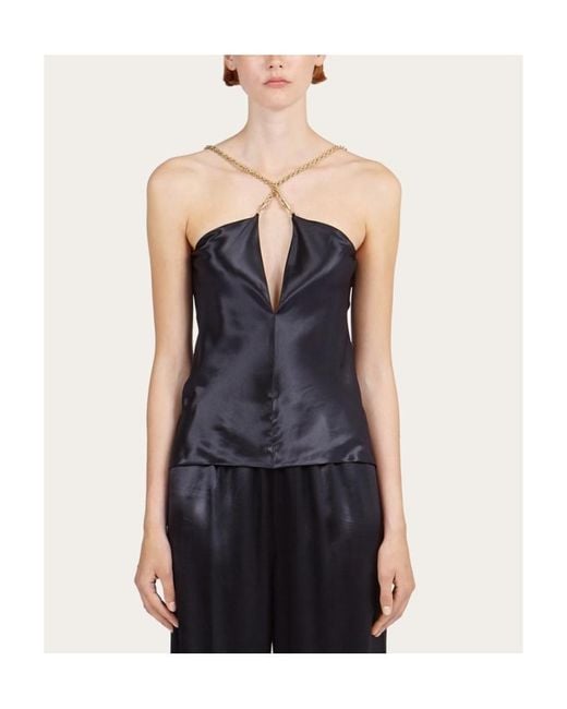 Ferragamo Black Ferragamo Chain Strap Top