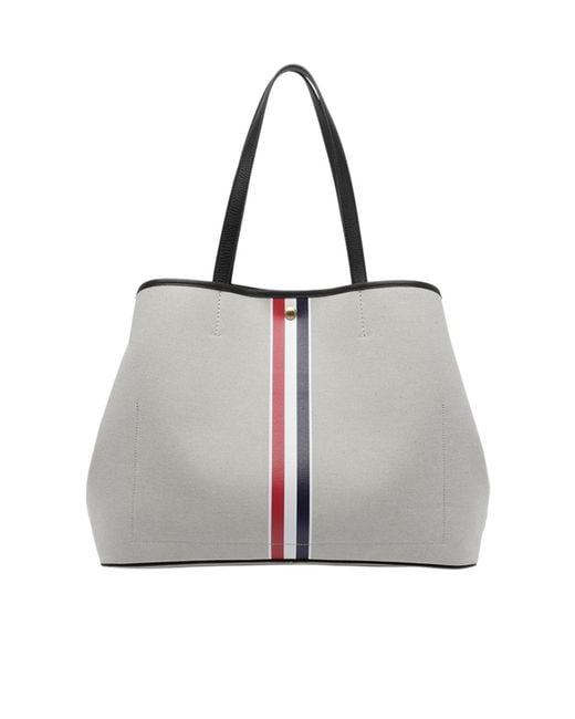 Thom Browne Gray Rwb Stripe Tool Tote Bag for men