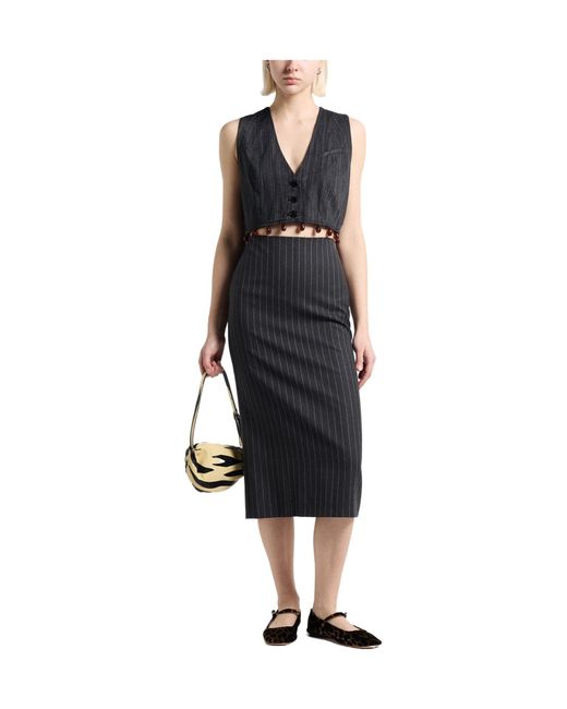 Ganni Black Solid Color Embroidered Top