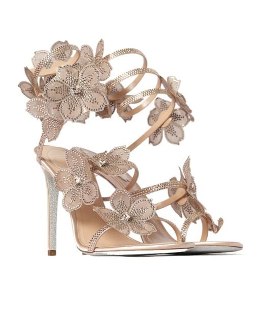 Rene Caovilla Metallic René Caovilla Floral Embellished Sandals
