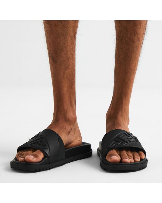 Fendi Black Solid Color Slippers for men