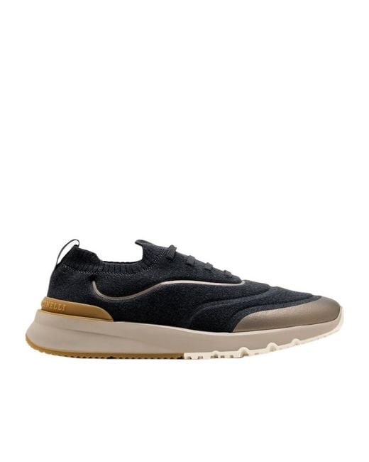 Brunello Cucinelli Black Round Toe Sneakers for men