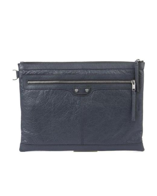 Balenciaga Black Dark Zipper Logo Handbag for men