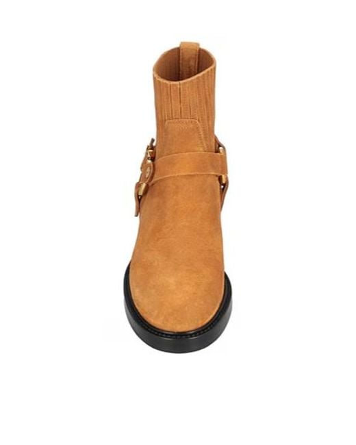 Chloé Brown Minimal Round-Toe Ankle Boots