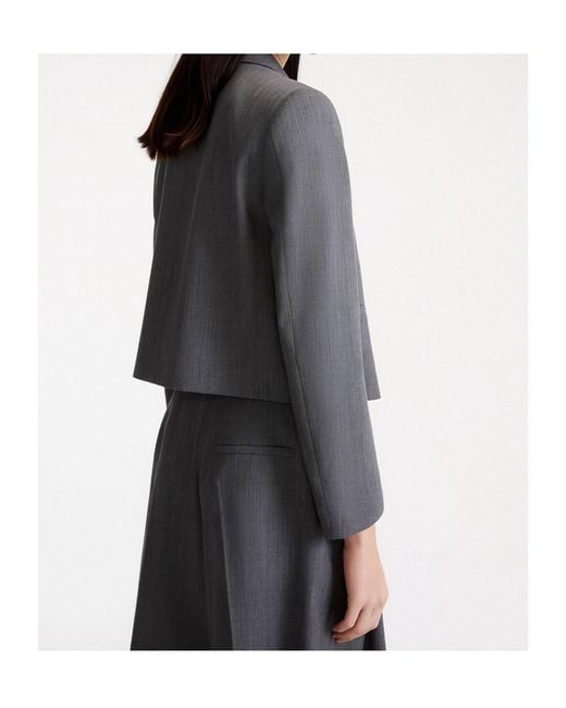 Marella Gray Cropped Gabardine Blazer