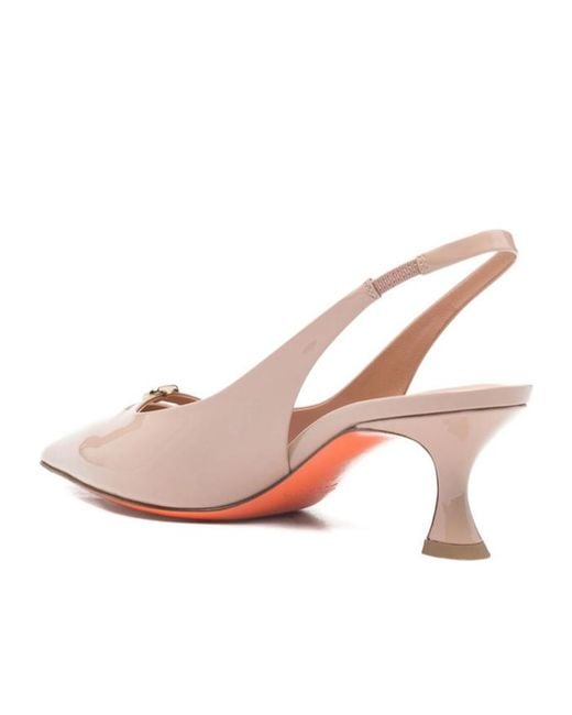 Santoni Pink Slingback Kitten Heeled Pumps