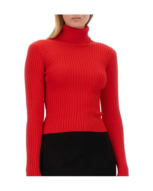 Staud Red Roll-Neck Knitted Jumper