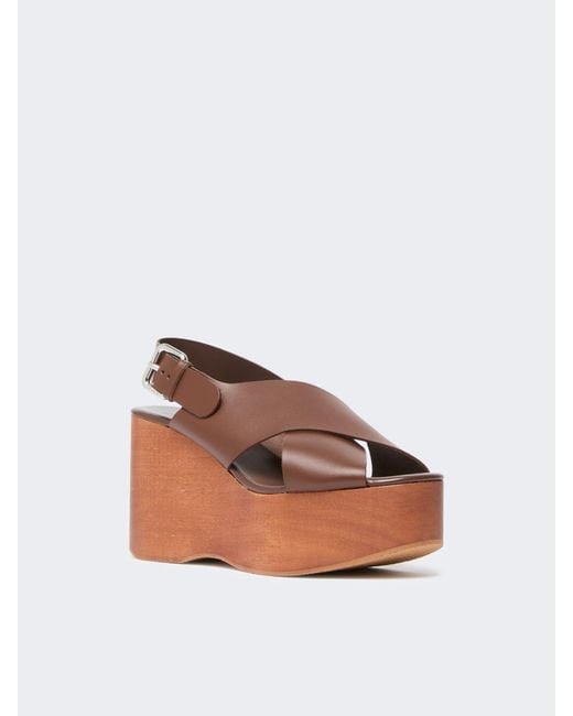 Weekend by Maxmara Brown Buckle Strap Wedge Sandals
