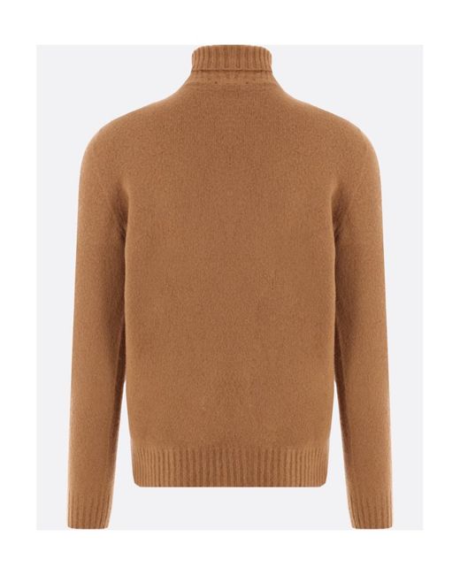 Drumohr Brown Ribbed Turtleneck Sweater for men