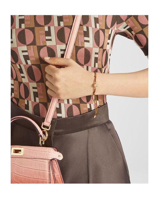 Fendi Brown Sphera Embellisshed Bracelet