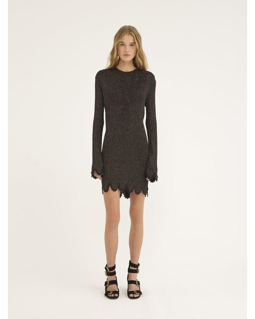 Chloé Black Chloé Ribbed-Knit Mini Dress