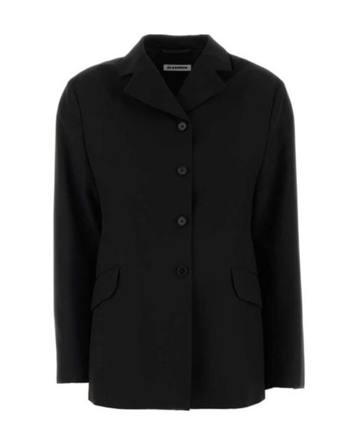 Jil Sander Black Single-Breasted Felted Blazer