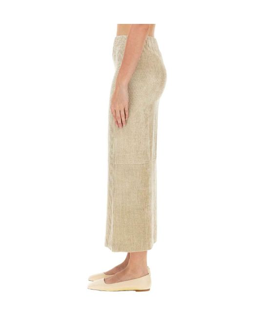 Alysi Natural Elasticated Waistband Striped Midi Skirt