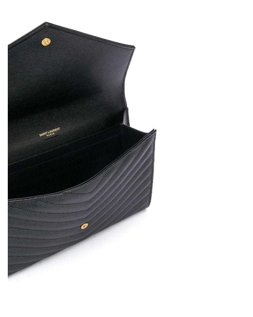 Saint Laurent Black Cassandre Quilted Flap Pouch