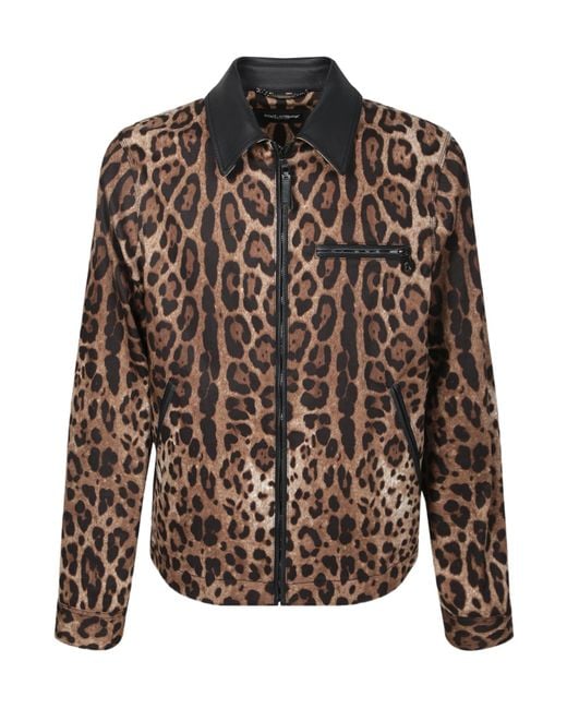 Dolce & Gabbana Brown Leopard Printed Jacket for men