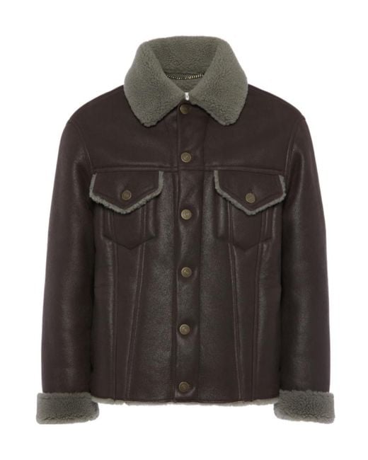 Maison Margiela Black Waxed Shearling Jacket for men
