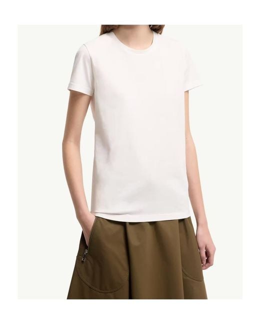 Moncler White Logo Patch Crewneck T-Shirt