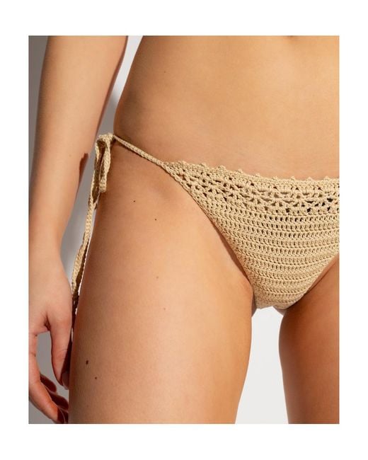 Cult Gaia White Side-Tie Crochet Bikini-Bottoms