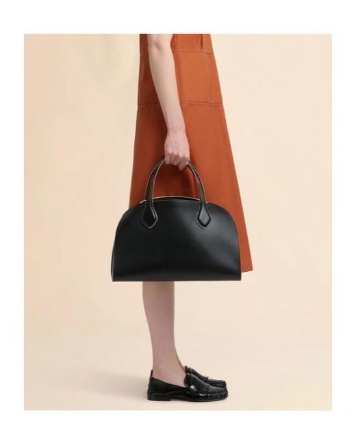 Marni Black Leather Overlap Medium Handbag