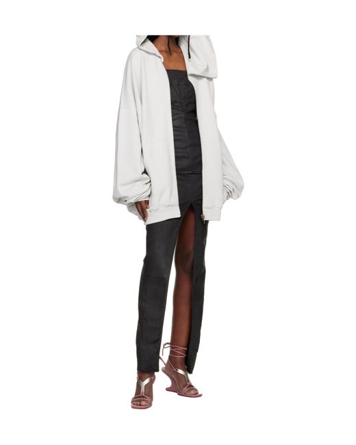 Rick Owens White Long-Sleeved Hoodie