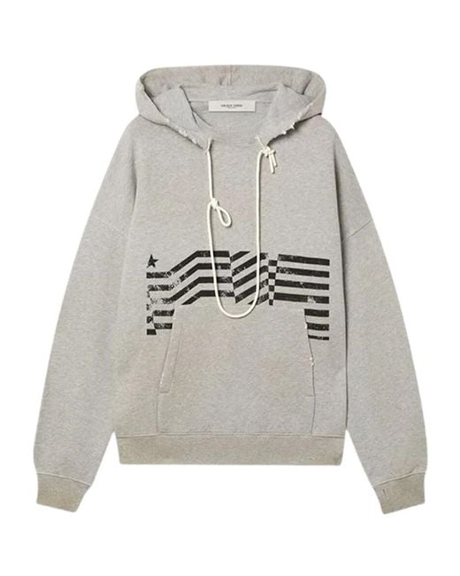 Golden Goose Deluxe Brand Gray Distressed Graphic Hoodie for men