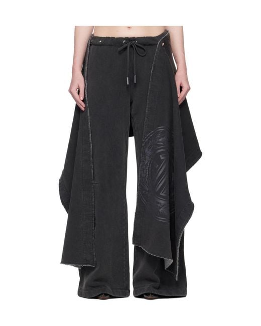 Jean Paul Gaultier Black Laurier Stamp Jogging Sweatpants