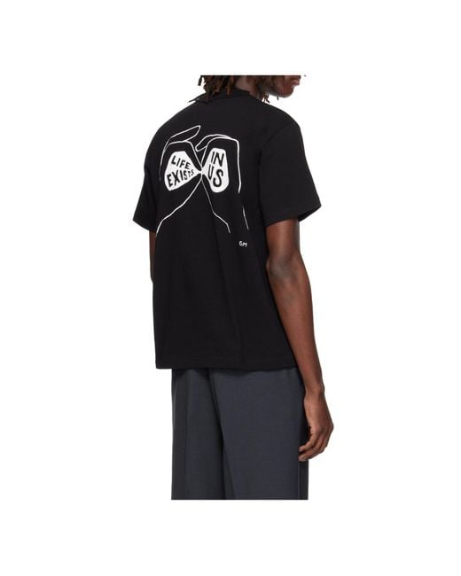 Sacai Black Logo Detailed Crewneck T-Shirt for men