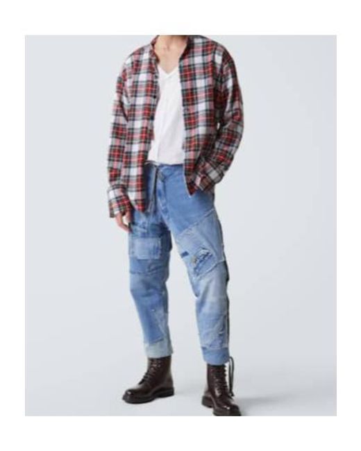 Greg Lauren Blue Patchwork Straight Jeans for men