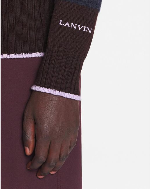 Lanvin Black Striped Mock-Neck Knitted Jumper for men