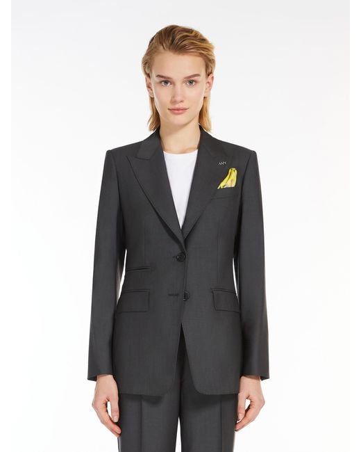 Max Mara Blue Single-Breasted Long-Sleeved Blazer