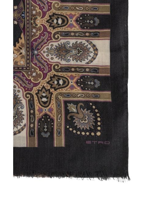 Etro Black Patterned Scarf