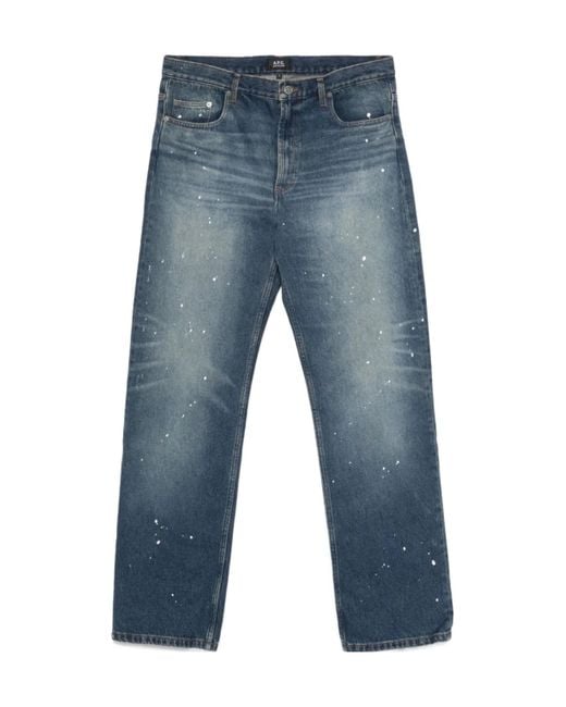 A.P.C. Blue Relaxed Fit Twill Jeans for men